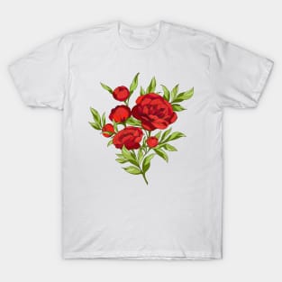 bouquet of bright red peonies T-Shirt